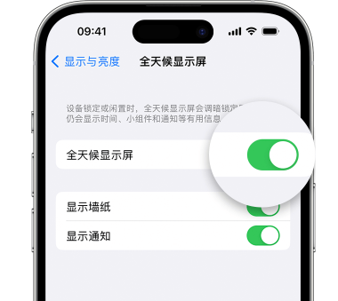 蕲春苹果15预约维修分享iPhone15如何设置全天候显示屏幕可见 